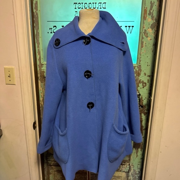 Janska Jackets & Blazers - Janska Chic Women's Blue Fleece Coat